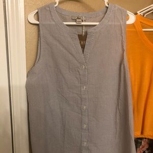 $3 or FREE: Sleeveless Button Blouse - Bass - L